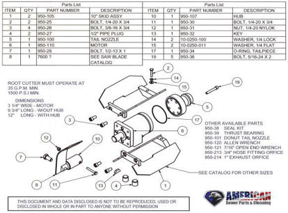 Picture of Mainline Root Cutter Assembly Parts